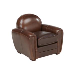 Sillón club de piel envejecida BAUDOIN - Marrón