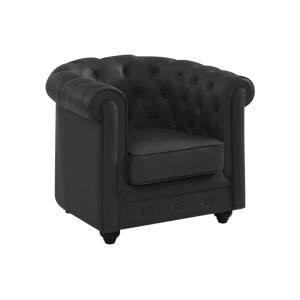 Sillón de piel de búfalo CHESTERFIELD - Negro