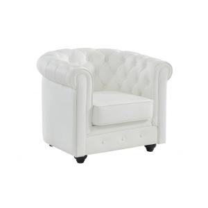 Sillón de piel de búfalo CHESTERFIELD - Blanco