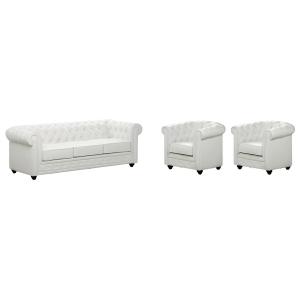 Sofá 3 plazas y 2 sillones CHESTERFIELD - Piel sintética -…