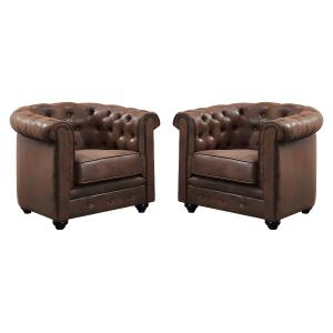 Lote de 2 sillones CHESTERFIELD de microfibra envejecida