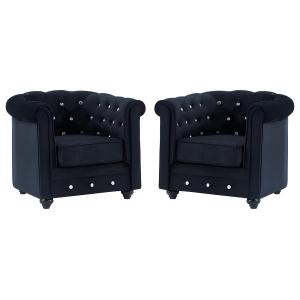 Conjunto de 2 sillones de terciopelo CHESTERFIELD - Negro c…