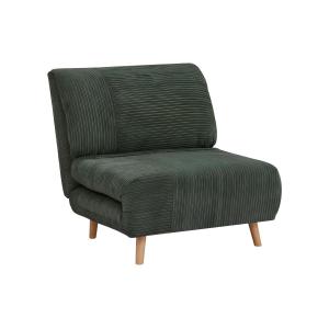 Sillón cama de terciopelo de canalé PALULA - Verde oscuro