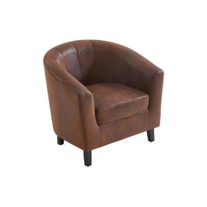 Sillón cabriolet de microfibra envejecida marrón CRISTOBAL…