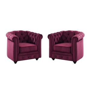 Conjunto de 2 sillones de terciopelo CHESTERFIELD - Púrpura