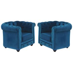 Conjunto de 2 sillones de terciopelo CHESTERFIELD - Verde a…