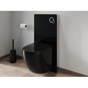 Pack WC flotante con soporte decorativo - Negro brillante -…