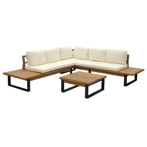 Salón de jardín modular de acacia: 2 sofás con mesas auxili…