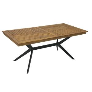 Mesa de jardín de acacia y negro L. 180 cm - TOBAGA - Venta…