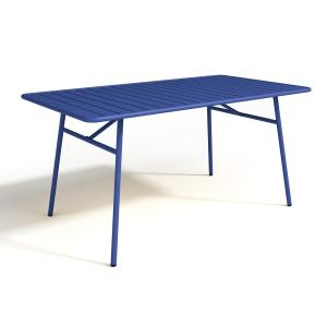 Mesa de jardín de metal azul noche - Ancho 160 cm - MIRMAND…