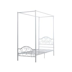 Cama con dosel LEYNA - 90 x 190 cm - Metal - Blanco