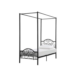 Cama con dosel LEYNA - 90 x 190 cm - Metal - Negro