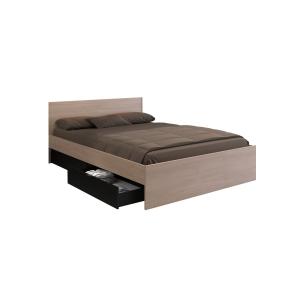 Cama con 2 cajones 160 x 200 cm - Color: natural y negro -…