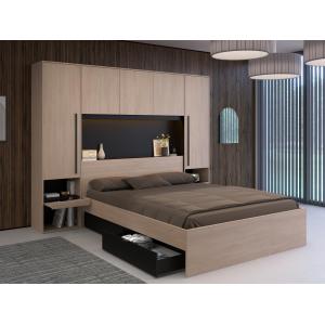 Cama con compartimentos 160 x 200 cm - Con LEDs - Color: na…