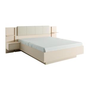 Cama con mesas de noche 160 x 200 cm - Con LEDS - Beige - E…