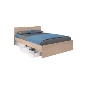 Cama con 2 cajones 160 x 200 cm - Color: Natural y blanco b…