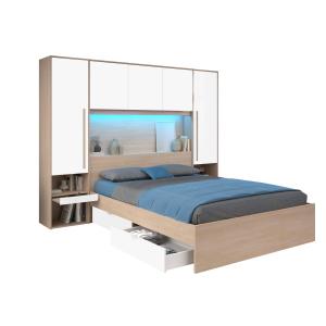 Cama con almacenamiento 160 x 200 cm - con LEDs - Color: na…