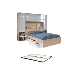 Cama con almacenamiento 140 x 190 cm - con LEDs - Color: na…