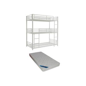 Litera triple 3 x 90 x 190 cm - Metal - Blanco   Colchones…