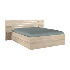 Cama 160 x 200 cm con almacenamiento - Color: natural - TEN…