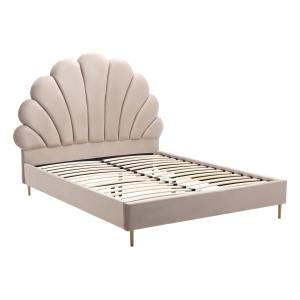 Cama con forma de concha 140 x 190 cm - Terciopelo - Beige…