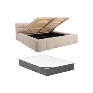 Canapé abatible 200 x 200 cm - Tela - Beige   Colchón - FOR…