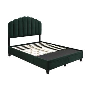 Cama 160 x 200 cm con cajones - Terciopelo - Verde pino - I…