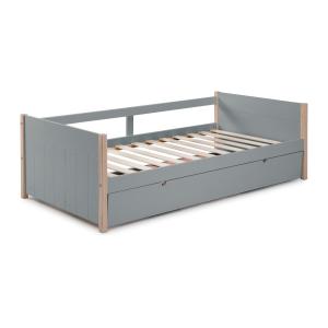 Cama nido 2 x 90 x 190 cm - MDF pino y metal - Verde y natu…