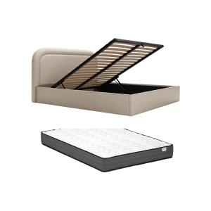 Canapé abatible 140 x 190 cm - Tela jaspeada - Beige   Colc…