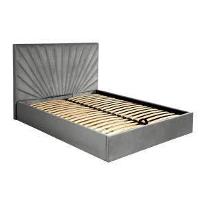 Cama con almacenaje 160 x 200 cm - Terciopelo - Gris claro…