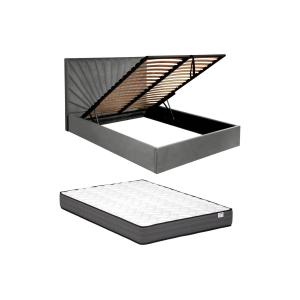 Canapé abatible de 160 x 200 cm - Terciopelo - Gris claro  …