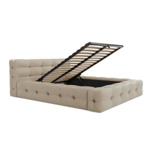 Canapé abatible tapizado 160 x 200 cm - Tela chiné - Beige…