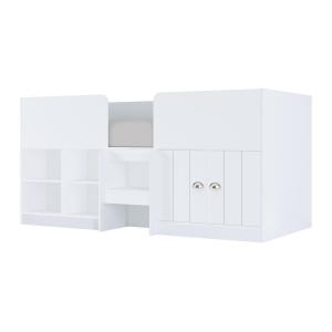 Cama alta con almacenamiento 90 x 190 cm - Color: Blanco -…