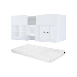 Cama semialta de 90 x 190 cm con almacenamiento - Color: Bl…