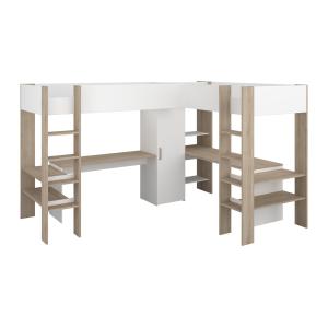 Litera en forma de L 2 x 90 x 200 cm - Con almacenamiento y…