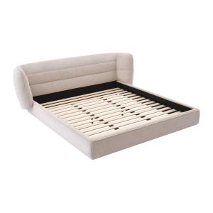 Cama 160 x 200 cm con cabecero curvado - Tela de rizo - Bei…
