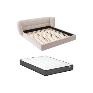Cama de 180 x 200 cm con cabecero curva - Tela de rizo - Be…