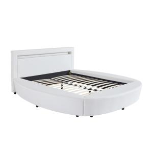 Cama 180 x 200 cm - Con LEDs - Piel sintética - Blanco - AB…