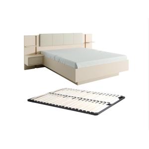 Cama con mesas de noche 160 x 200 cm - Con LEDS - Beige   S…