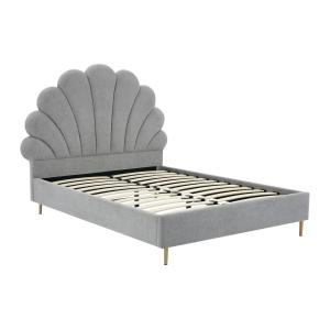 Cama con cabecero 140 x 190 cm - Tela - Gris claro - LIVAYA