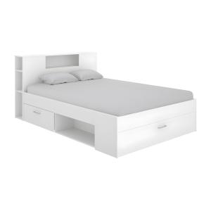 Cama con cabecero con compartimentos y cajones - 140x190 cm…