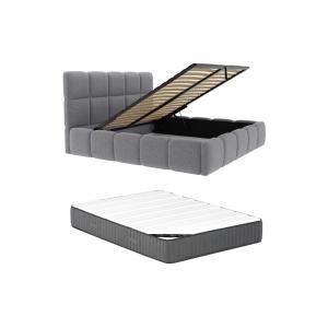 Canapé abatible de 140 x 190 cm - Tela texturizada - Gris  …