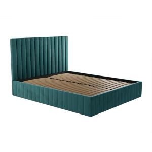 Cama con arcón y cabecero - 180 x 200 cm - Terciopelo - Azu…