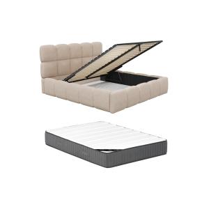 Canapé abatible - 160 x 200 cm - Tela de rizo - Beige   Col…