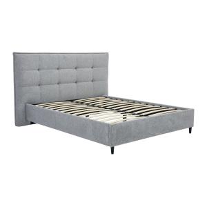 Cama 180 x 200 cm con cabecero acolchado - Tela - Gris - NI…