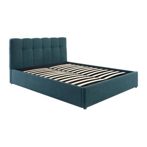 Canapé abatible de 160 x 200 cm - Tela rizada - Azul pato -…