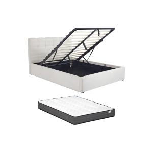 Canapé abatible de 140 x 190 cm - Tela rizada - Blanco   Co…