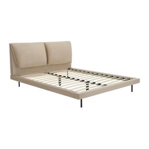 Cama 160 x 200 cm - Terciopelo - Topo - IBEDIA