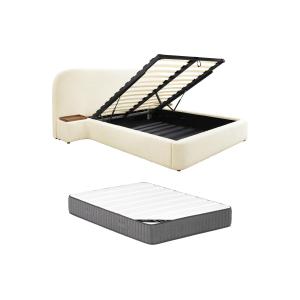 Cama arcón 180 x 200 cm con mesitas de noche - Tela de felp…