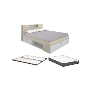 Cama con cabecero con compartimentos de almacenamiento y ca…
